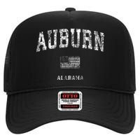 Auburn Alabama Al Vintage American Flag High Crown Mesh Back Trucker Hat