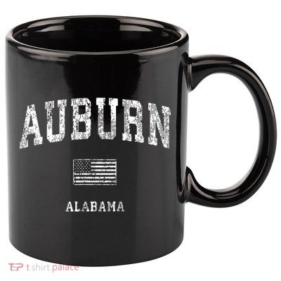 Auburn Alabama Al Vintage American Flag 11oz C Handle Ceramic Mug