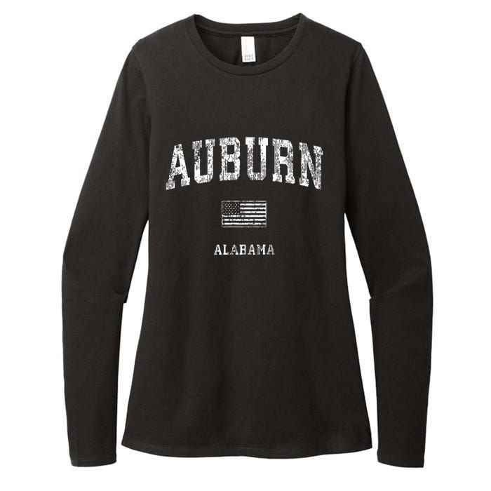 Auburn Alabama Al Vintage American Flag Womens CVC Long Sleeve Shirt