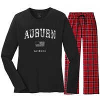 Auburn Alabama Al Vintage American Flag Women's Long Sleeve Flannel Pajama Set 