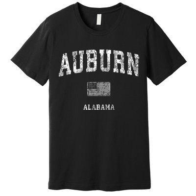 Auburn Alabama Al Vintage American Flag Premium T-Shirt
