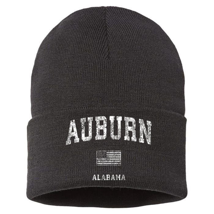 Auburn Alabama Al Vintage American Flag Sustainable Knit Beanie