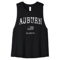 Auburn Alabama Al Vintage American Flag Women's Racerback Cropped Tank