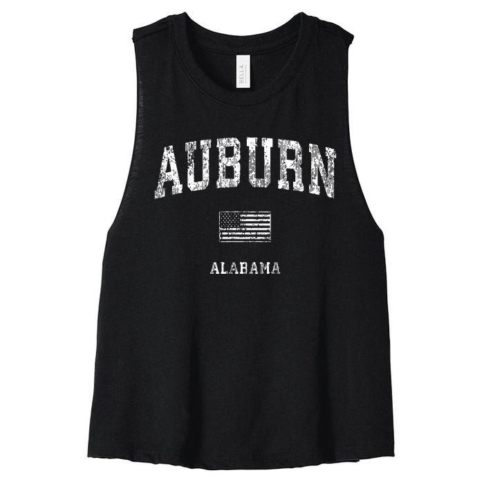 Auburn Alabama Al Vintage American Flag Women's Racerback Cropped Tank