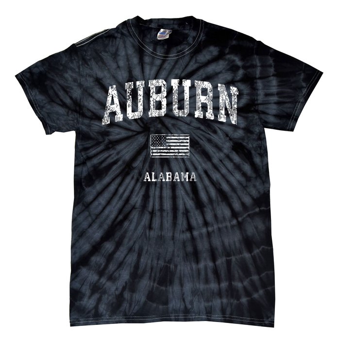 Auburn Alabama Al Vintage American Flag Tie-Dye T-Shirt