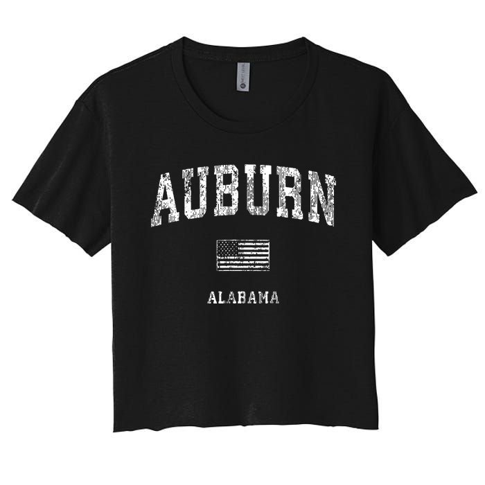 Auburn Alabama Al Vintage American Flag Women's Crop Top Tee