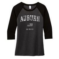 Auburn Alabama Al Vintage American Flag Women's Tri-Blend 3/4-Sleeve Raglan Shirt