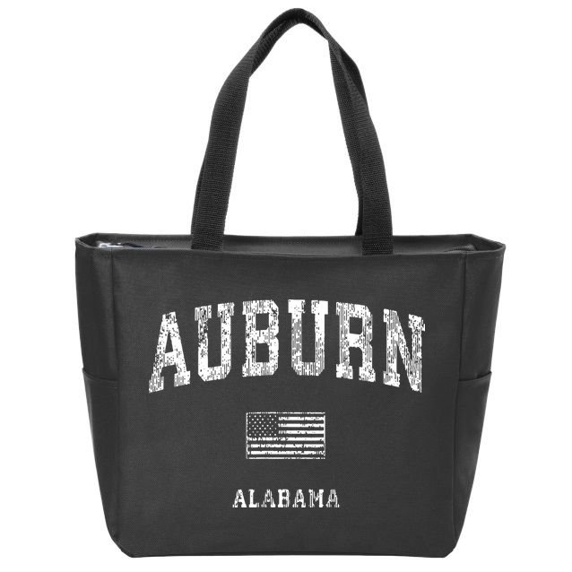 Auburn Alabama Al Vintage American Flag Zip Tote Bag