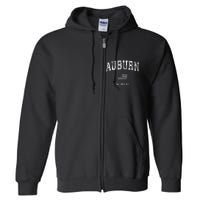 Auburn Alabama Al Vintage American Flag Full Zip Hoodie