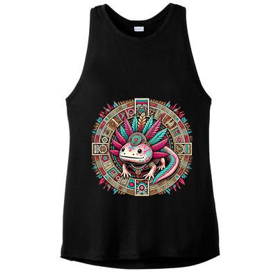 Aztec Axolotl Art Mexican Ladies PosiCharge Tri-Blend Wicking Tank