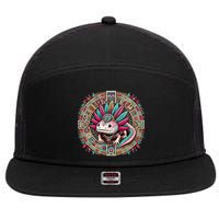 Aztec Axolotl Art Mexican 7 Panel Mesh Trucker Snapback Hat