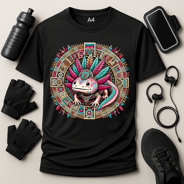 Aztec Axolotl Art Mexican Cooling Performance Crew T-Shirt