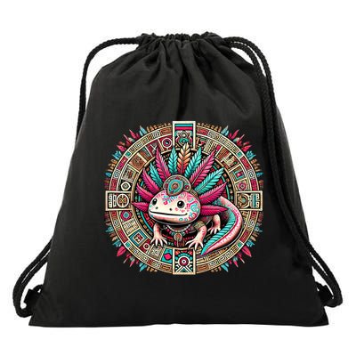 Aztec Axolotl Art Mexican Drawstring Bag
