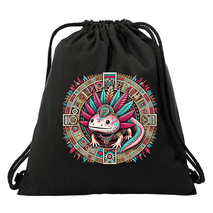 Aztec Axolotl Art Mexican Drawstring Bag