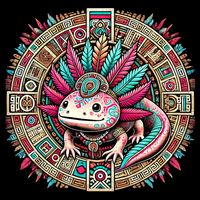 Aztec Axolotl Art Mexican Drawstring Bag