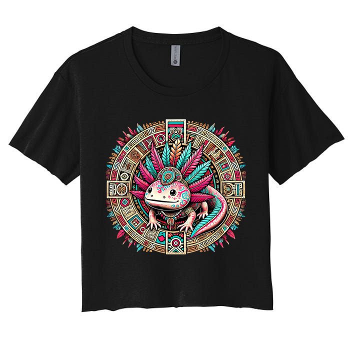 Aztec Axolotl Art Mexican Women's Crop Top Tee