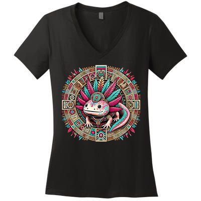 Aztec Axolotl Art Mexican Women's V-Neck T-Shirt