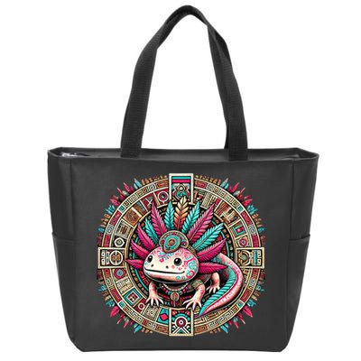 Aztec Axolotl Art Mexican Zip Tote Bag