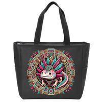 Aztec Axolotl Art Mexican Zip Tote Bag