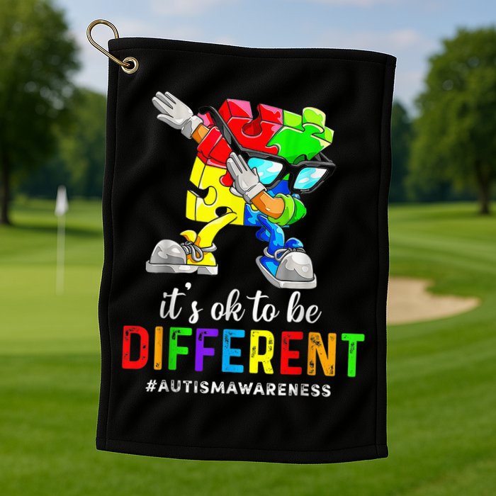 Autism Awareness Acceptance Kid Boy Its Ok To Be Different Golf Towel