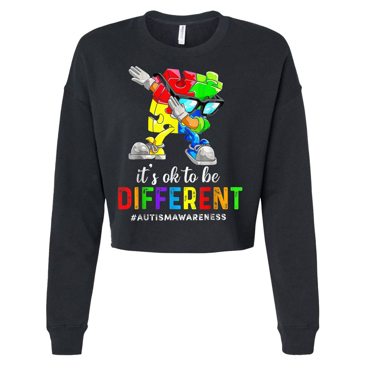 Autism Awareness Acceptance Kid Boy Its Ok To Be Different Cropped Pullover Crew