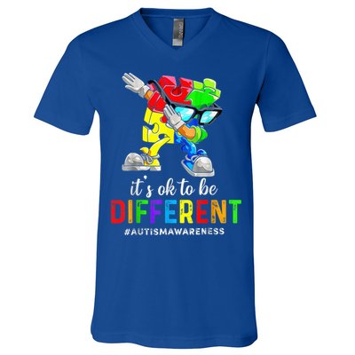 Autism Awareness Acceptance Kid Boy Its Ok To Be Different V-Neck T-Shirt