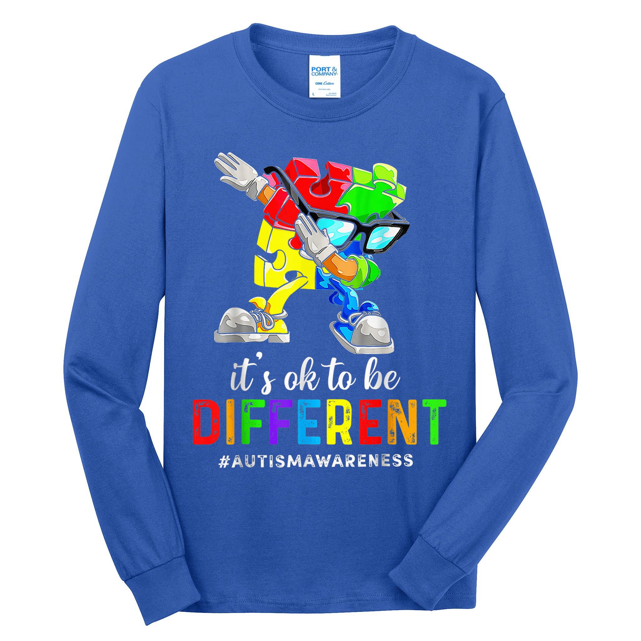 Autism Awareness Acceptance Kid Boy Its Ok To Be Different Tall Long Sleeve T-Shirt