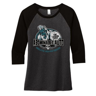 Abominable Auto Women's Tri-Blend 3/4-Sleeve Raglan Shirt