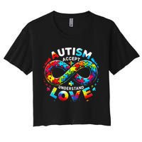 Autism Awareness Accept Understand Love Asd Support Autistic Women's Crop Top Tee