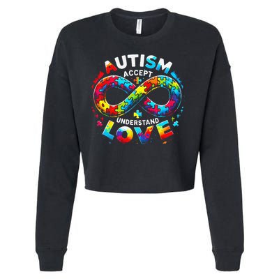 Autism Awareness Accept Understand Love Asd Support Autistic Cropped Pullover Crew