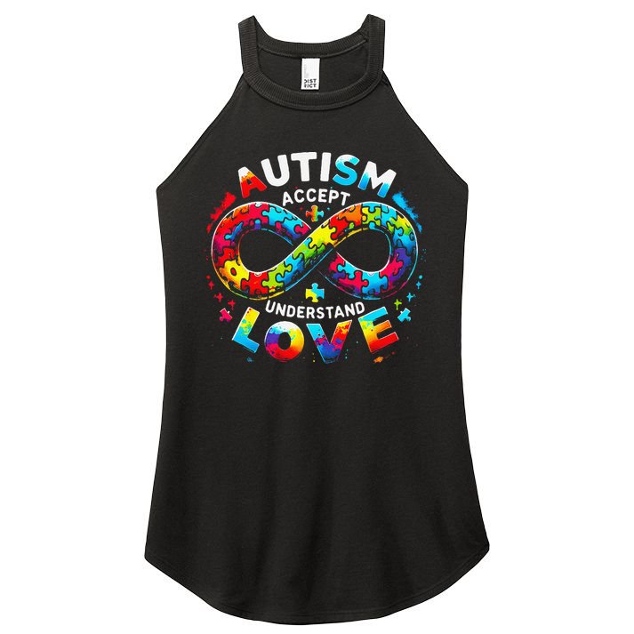 Autism Awareness Accept Understand Love Asd Support Autistic Women's Perfect Tri Rocker Tank