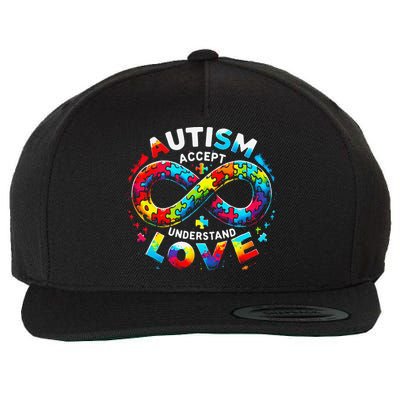 Autism Awareness Accept Understand Love Asd Support Autistic Wool Snapback Cap