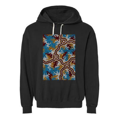 Aboriginal Art Authentic Wetland Dreaming Garment-Dyed Fleece Hoodie