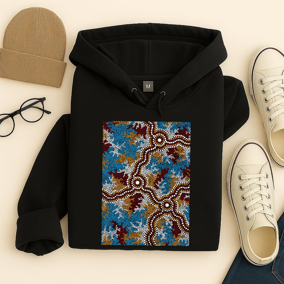 Aboriginal Art Authentic Wetland Dreaming Hoodie
