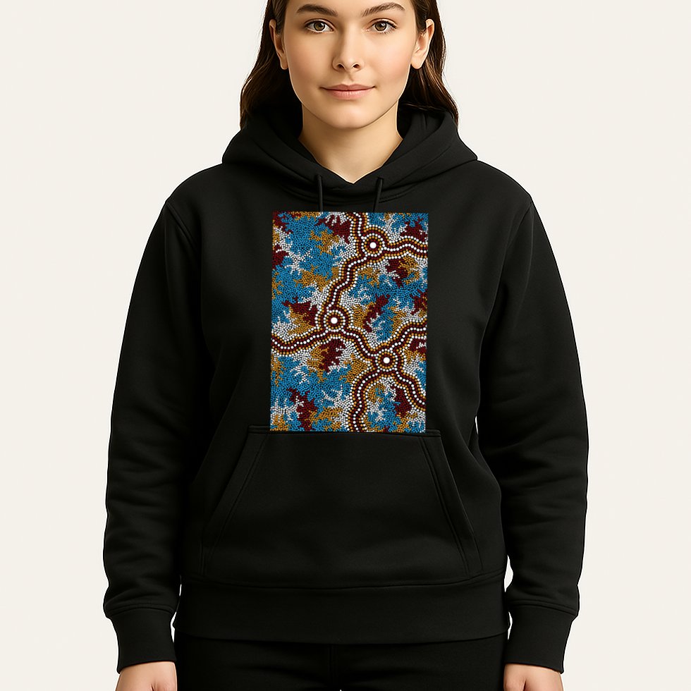 Aboriginal Art Authentic Wetland Dreaming Hoodie