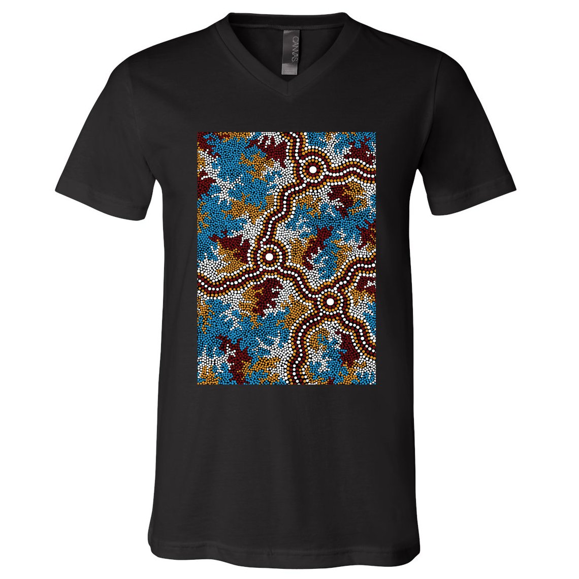 Aboriginal Art Authentic Wetland Dreaming V-Neck T-Shirt
