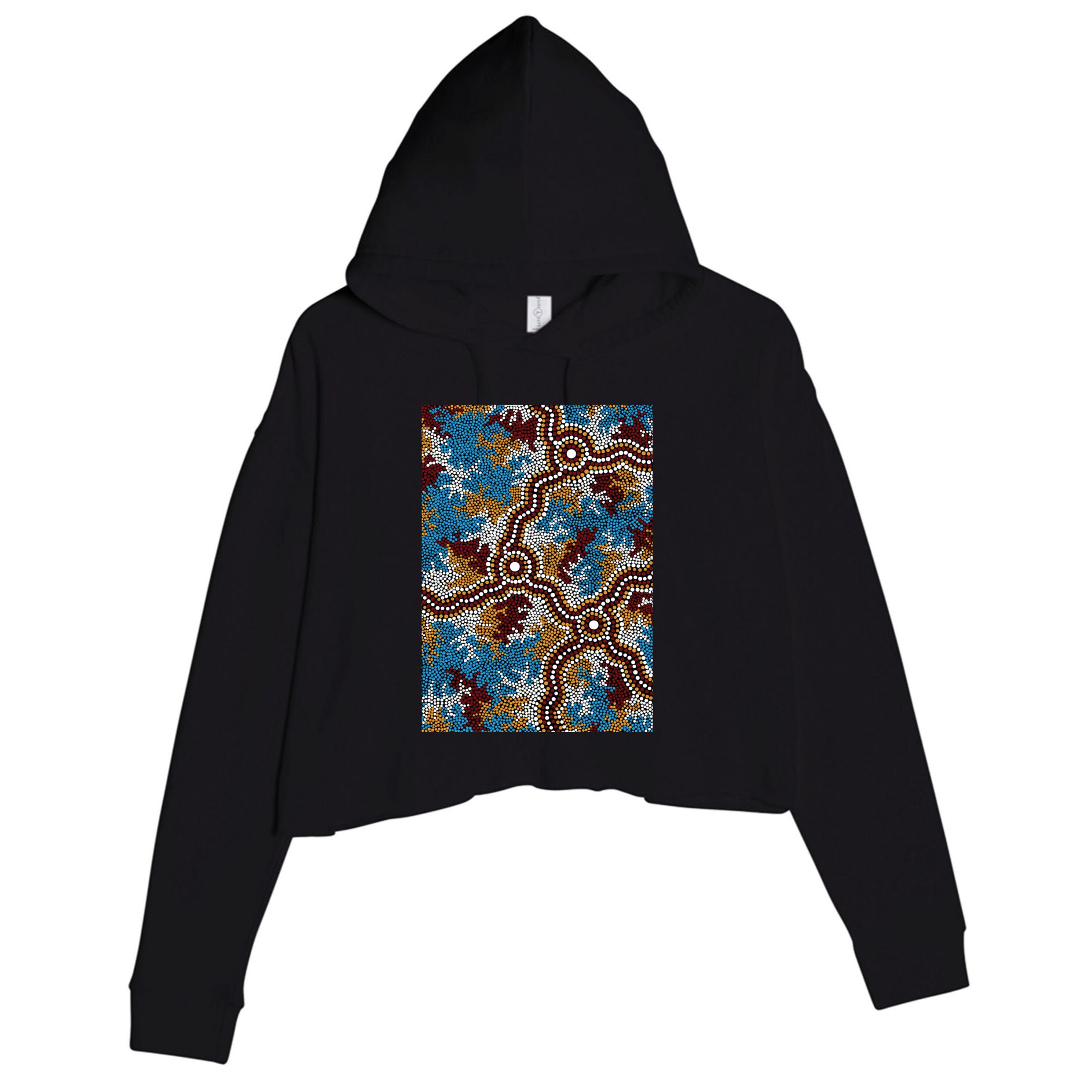 Aboriginal Art Authentic Wetland Dreaming Crop Fleece Hoodie