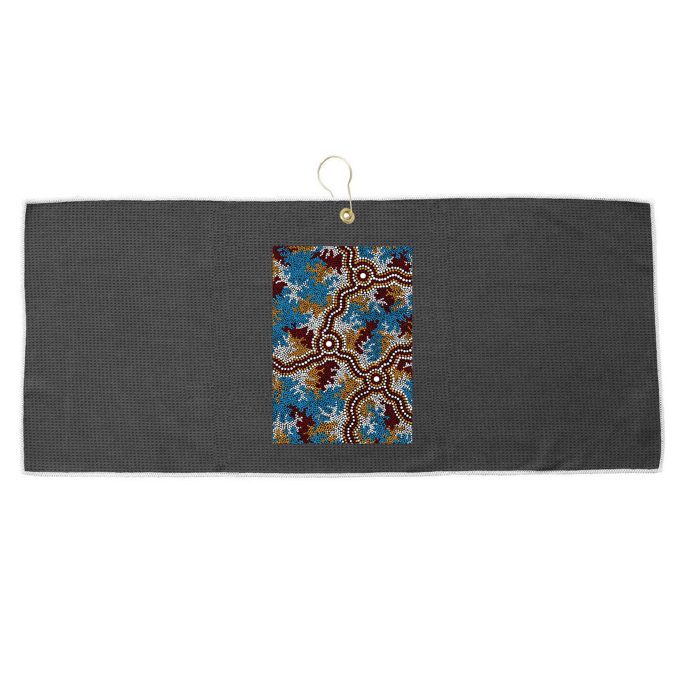 Aboriginal Art Authentic Wetland Dreaming Large Microfiber Waffle Golf Towel