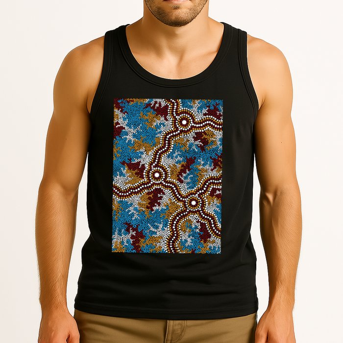 Aboriginal Art Authentic Wetland Dreaming Tank Top