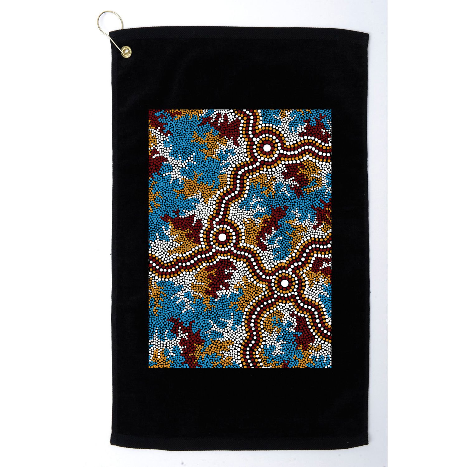 Aboriginal Art Authentic Wetland Dreaming Golf Towel