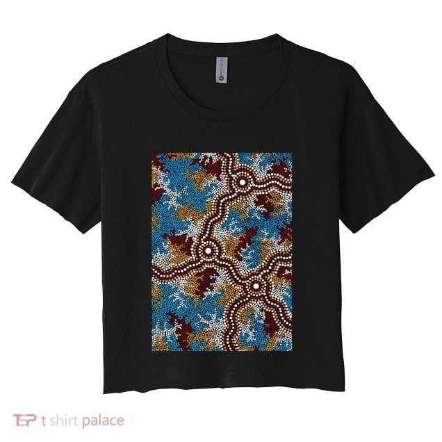 Aboriginal Art Authentic Wetland Dreaming Crop Top