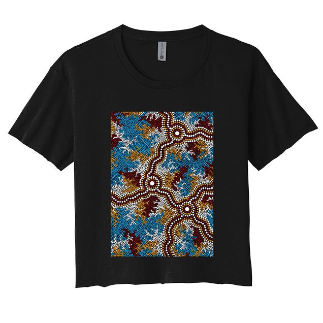 Aboriginal Art Authentic Wetland Dreaming Crop Top