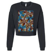 Aboriginal Art Authentic Wetland Dreaming Cropped Pullover Crew