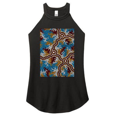 Aboriginal Art Authentic Wetland Dreaming Women's Perfect Tri Rocker Tank
