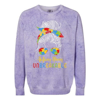 Autism Awareness Acceptance Autism Mom Unbreakable Colorblast Crewneck Sweatshirt