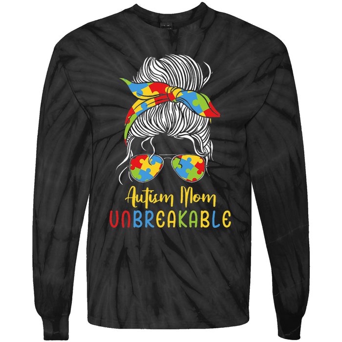 Autism Awareness Acceptance Autism Mom Unbreakable Tie-Dye Long Sleeve Shirt