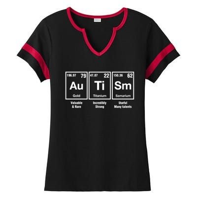 Autism Awareness Advocate Periodic Table Teacher Acceptance Gift Ladies Halftime Notch Neck Tee