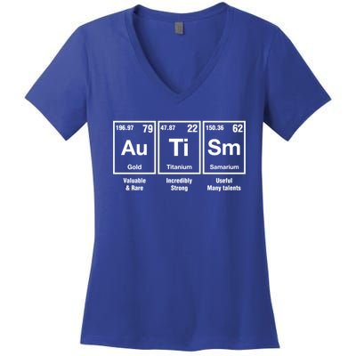 Autism Awareness Advocate Periodic Table Teacher Acceptance Gift Women's V-Neck T-Shirt