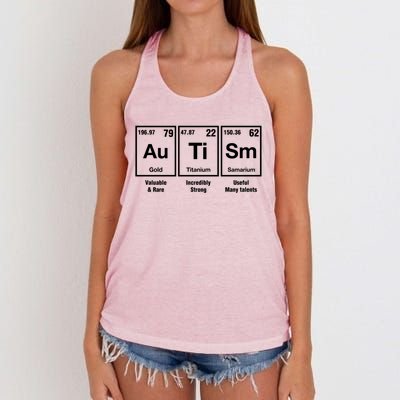 Autism Awareness Advocate Periodic Table Teacher Acceptance Gift Women's Knotted Racerback Tank