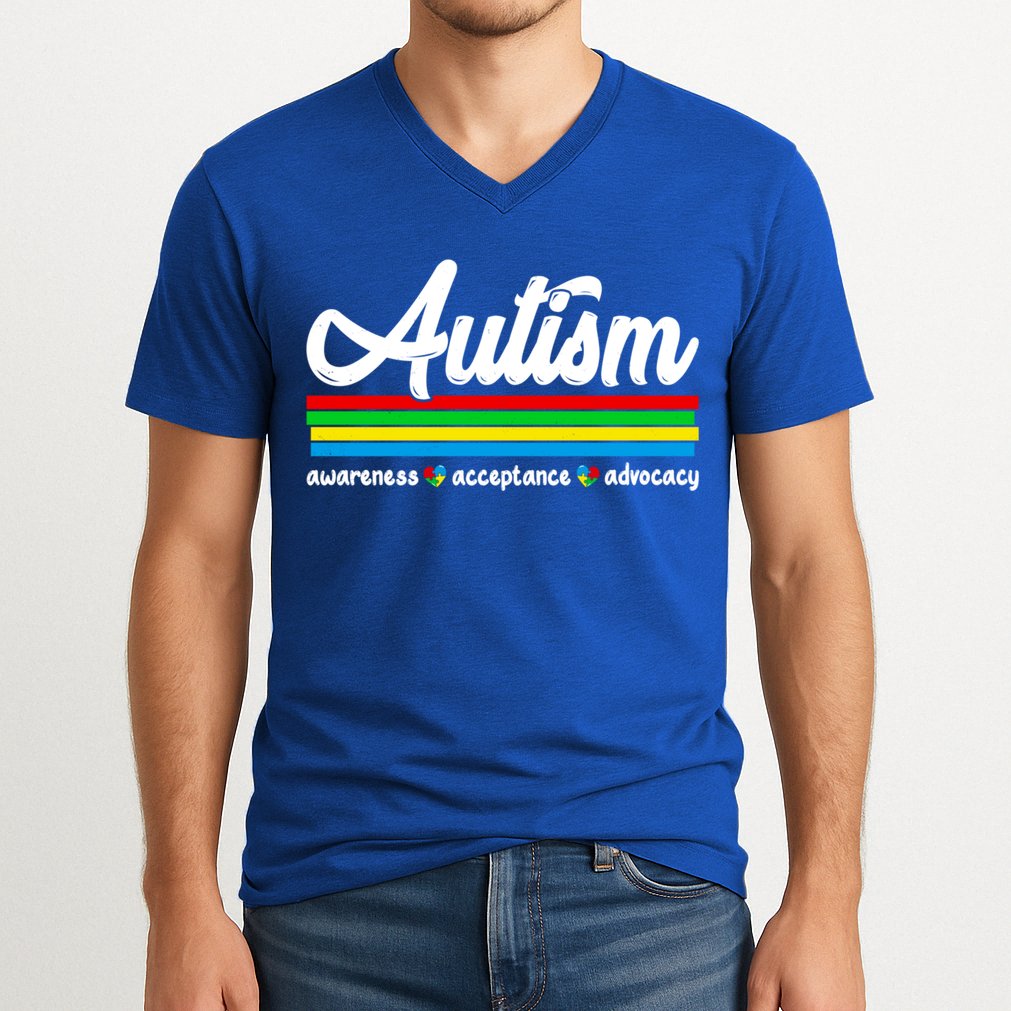 Autism Awareness Acceptance Advocacy Autism Awareness Month Great Gift V-Neck T-Shirt